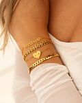 Graveerbare heart armband met steentje goudkleurig