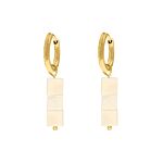 Nude earrings square stones goud