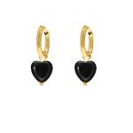Black heart earrings goldplated
