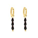 Oorringetjes triple dark stones goudkleurig