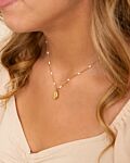 Shell necklace white dots goldplated