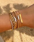 Graveerbare bar armband met steentjes goudkleurig