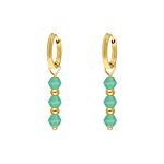 Oorbellen green beads goldplated