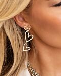 Zilveren triple open heart earrings