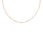 Gouden ketting met roze bolletjes
