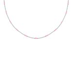 zilveren ketting met roze bolletjes