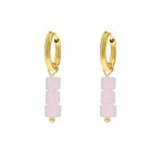 Oorringetjes met lila cubes goud kleurig