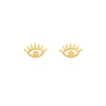 Lucky eye stud oorbellen goudkleurig