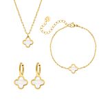Luxury clover sieradenset goudkleurig