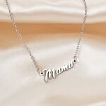 Zilveren mama ketting op satijnen stof