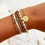 Gouden armbanden mix met graveerbare armband