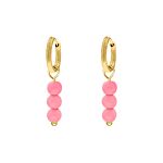 Earrings hot pink goldplated