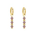 Oorbellen lila beads goldplated