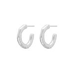Open hammered hoops zilverkleurig