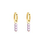 Earrings purple stones goldplated