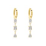 Oorhangers triple gemstones goldplated