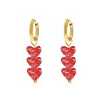Oorbellen red love goudkleurig
