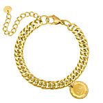 Schakelarmband graveerbare munt kleur goud