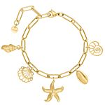 Bedelarmband met schelpjes goudkleurig