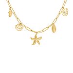 Bedelketting met schelpjes goudkleurig