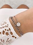 Zilveren armband met drie letters en schakelarmband