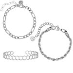 Chain Armbanden Set Kleur Zilver