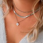 Necklace layer met platte ketting in de kleur zilver