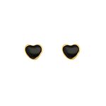 Black heart studs goldplated