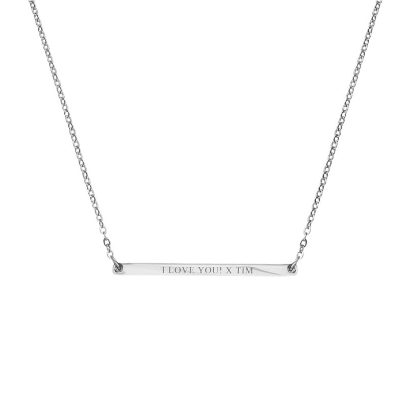 Minimalistische bar ketting in de kleur zilver graveerbaar