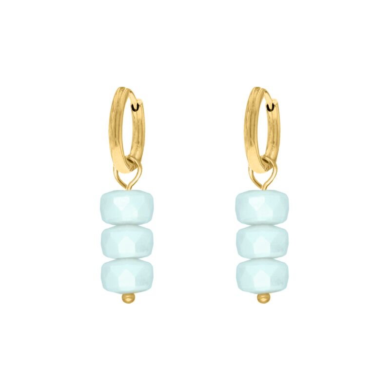 Baby blue oorbellen goudkleurig