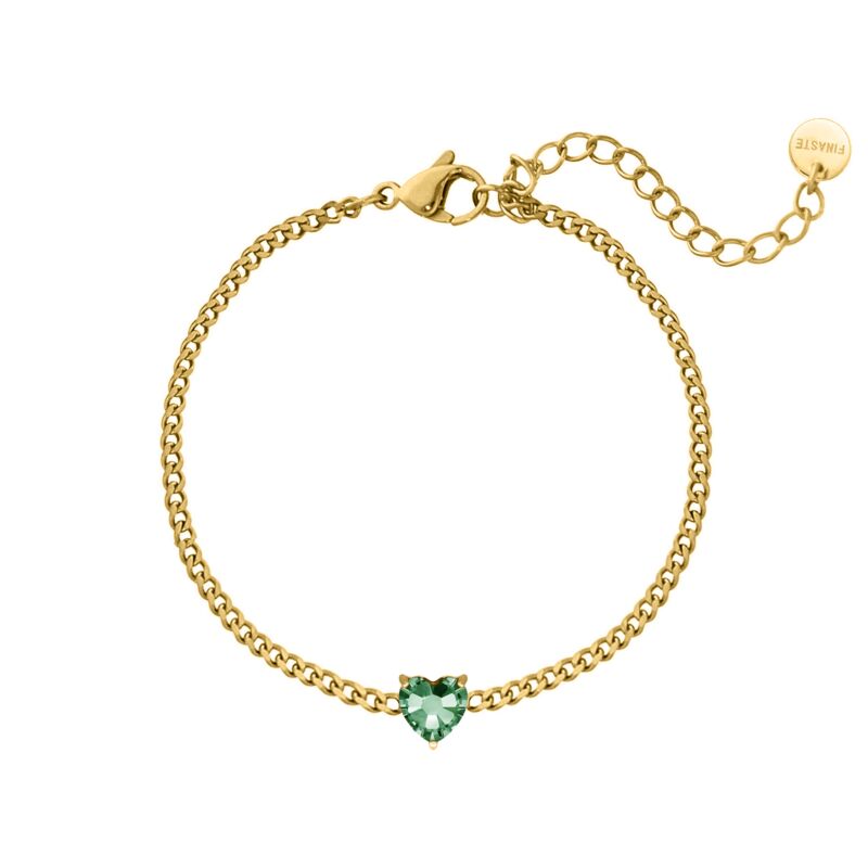 Birthstone heart armband goldplated