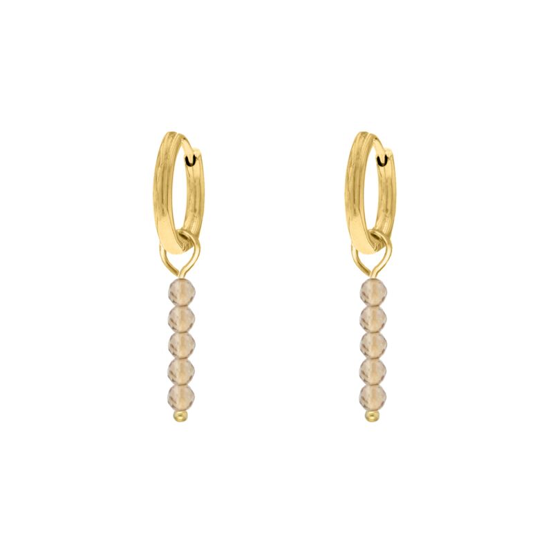 Oorbellen champagne beads goudkleurig
