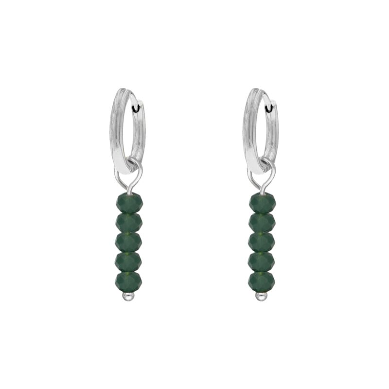 Earrings dark green beads