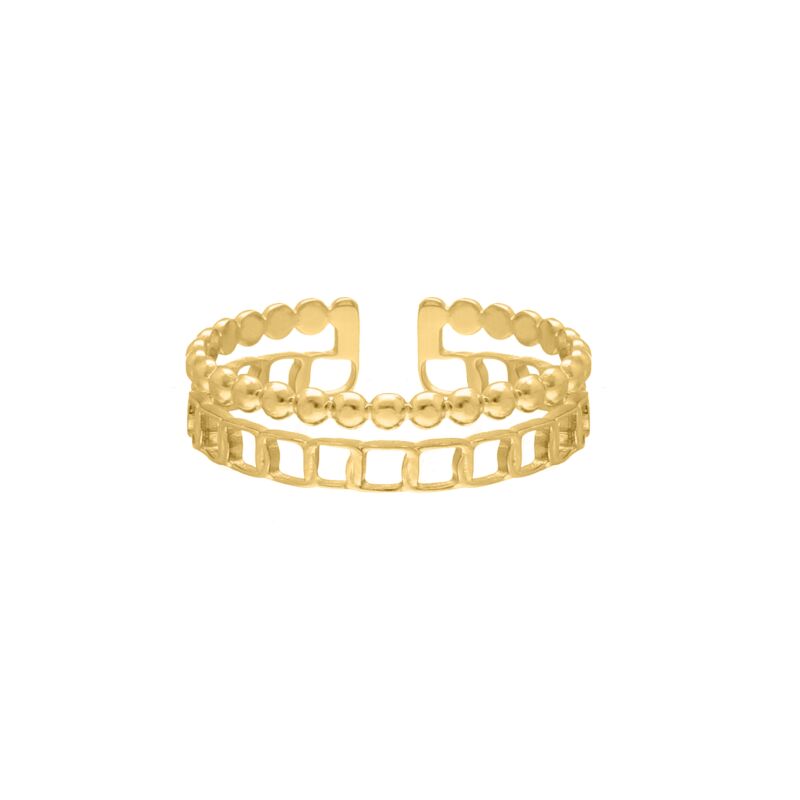 Dubbele ring chain &amp; dots goudkleurig