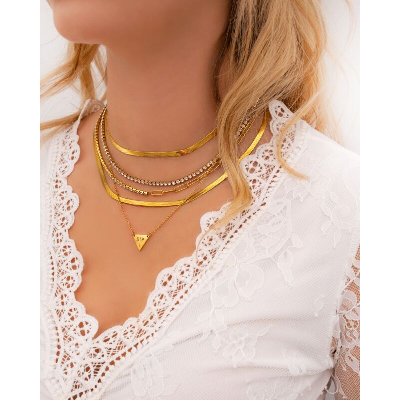 Platte Choker ketting gold plated