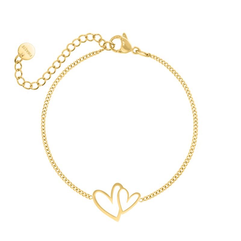 Double love heart bracelet goldplated