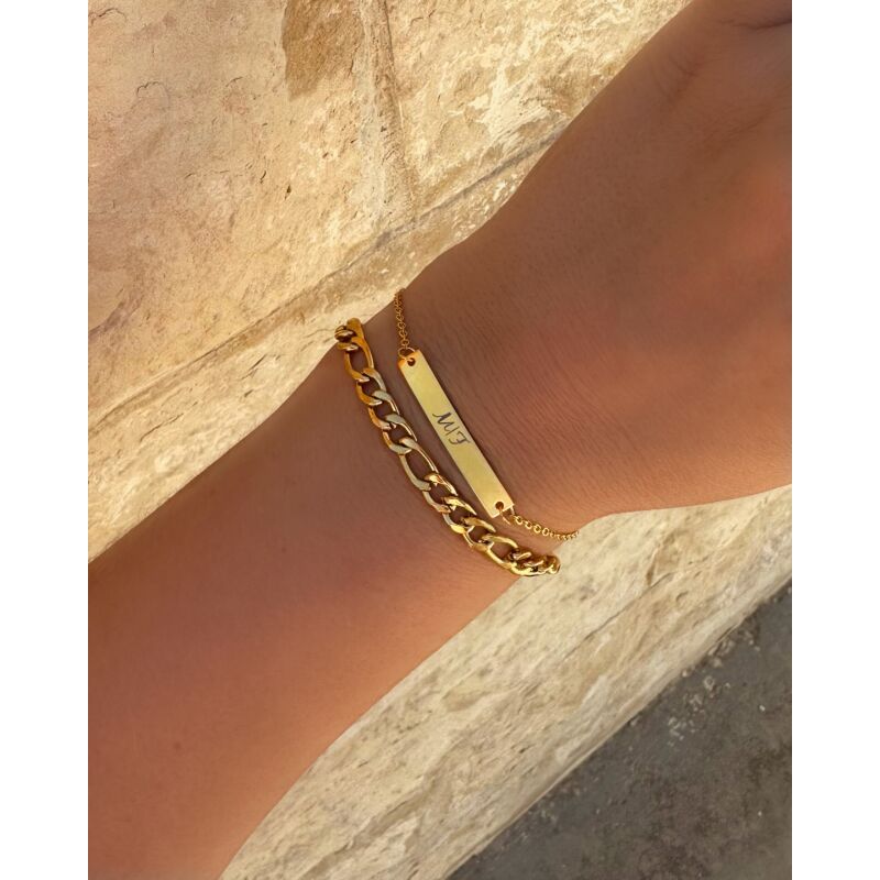 Armbanden set met naam kleur goud