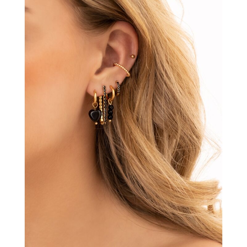 Black heart earrings goldplated