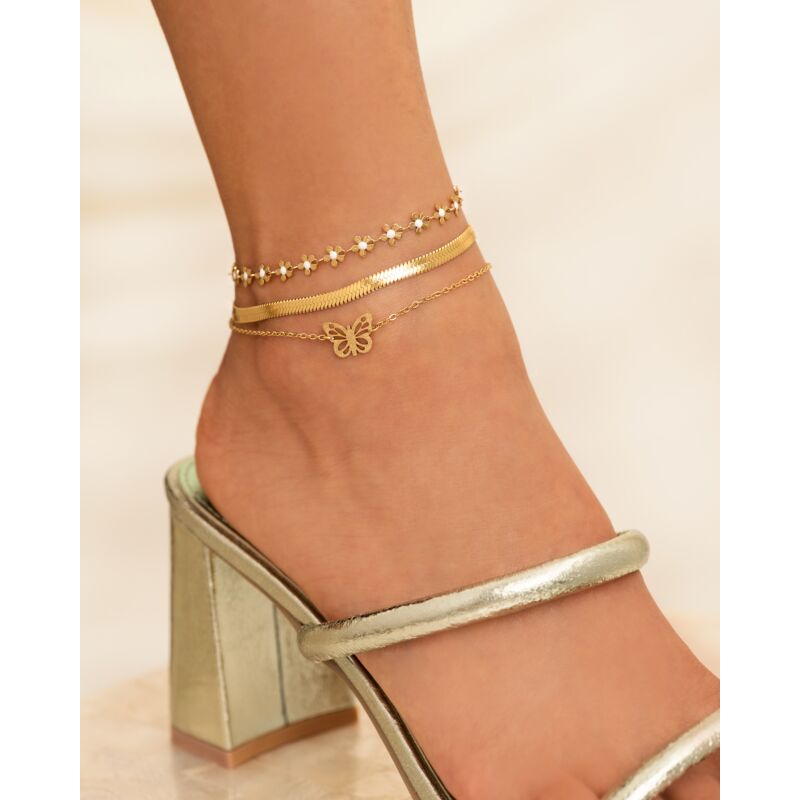 Flower anklet goudkleurig
