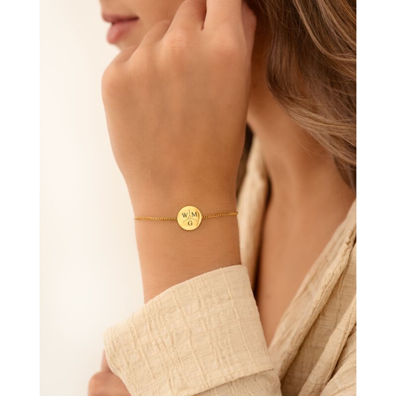 Armband 3 initials exclusive goudkleurig