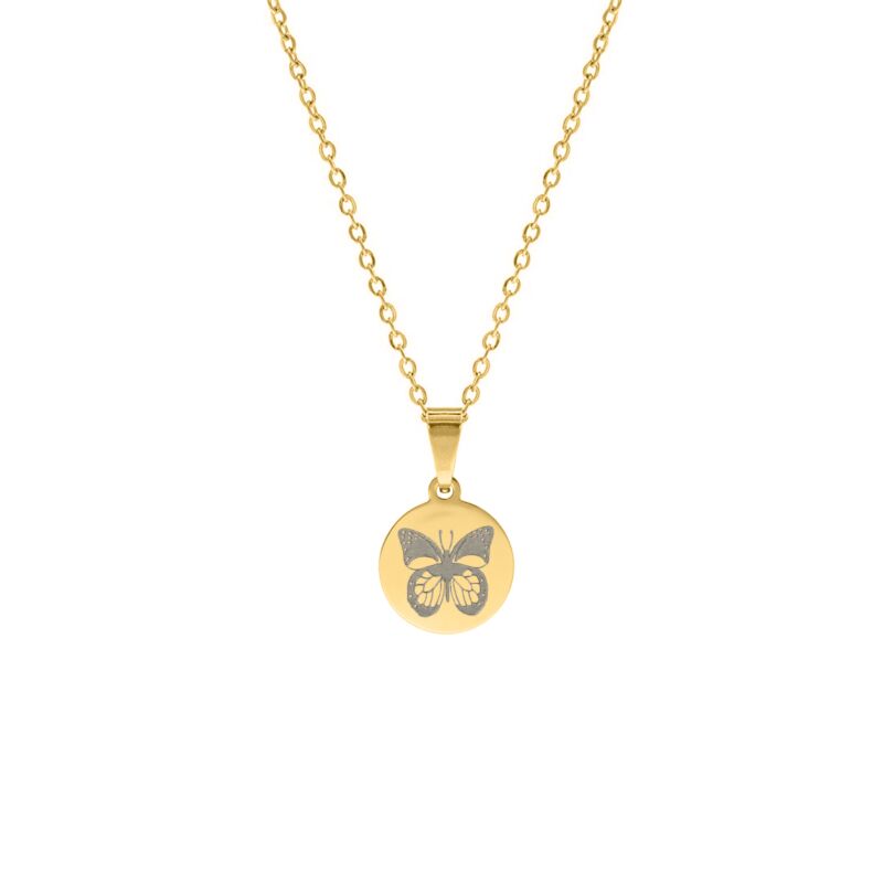 Birth flower ketting met jouw gravering goudkleurig
