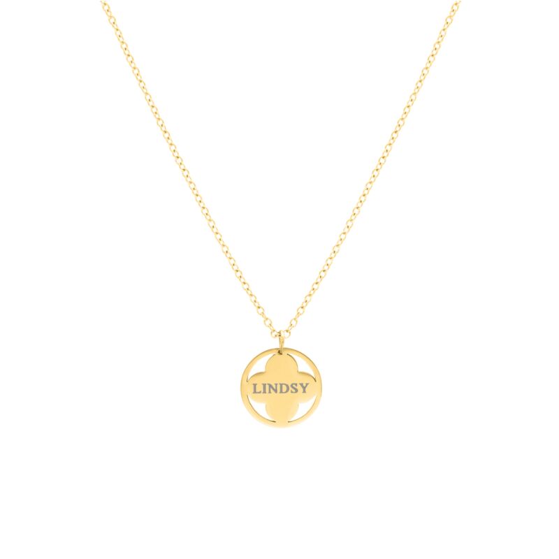 Clover ketting graveren goudkleurig