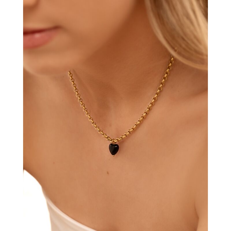 Black heart necklace goldplated