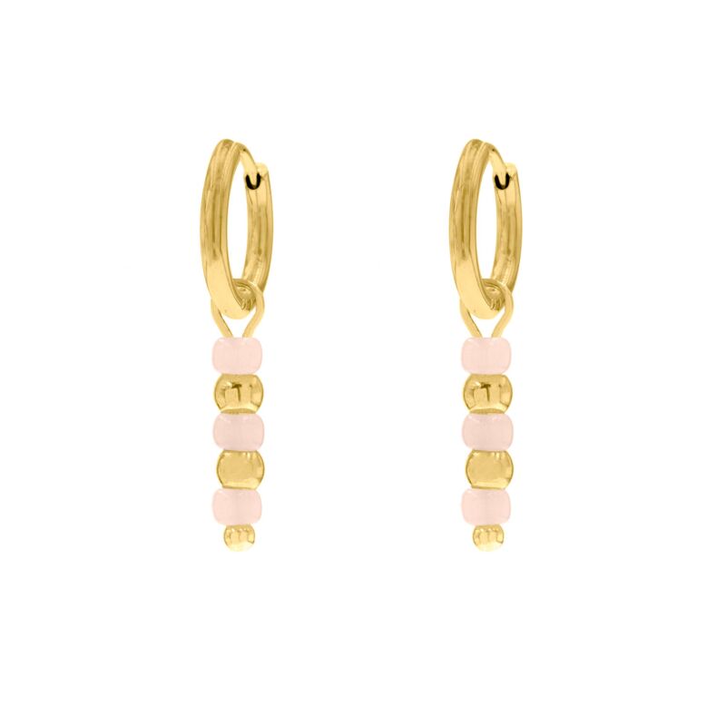 Gouden oorbellen met roze steentjes