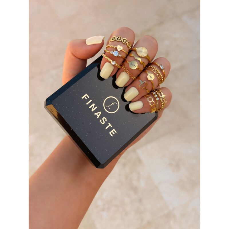 Graveerbare ring hexagon goud kleurig