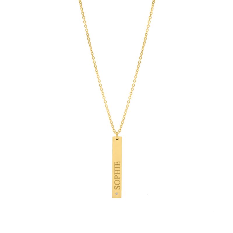 Graveerbare ketting shiny bar goudkleurig