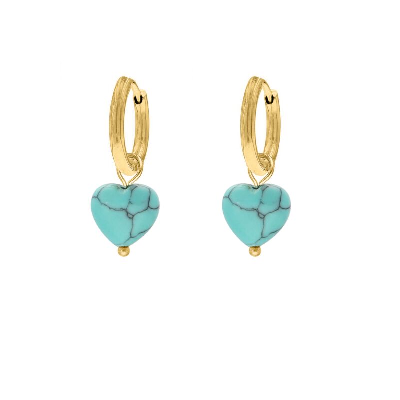 Heart earrings turquoise goldplated