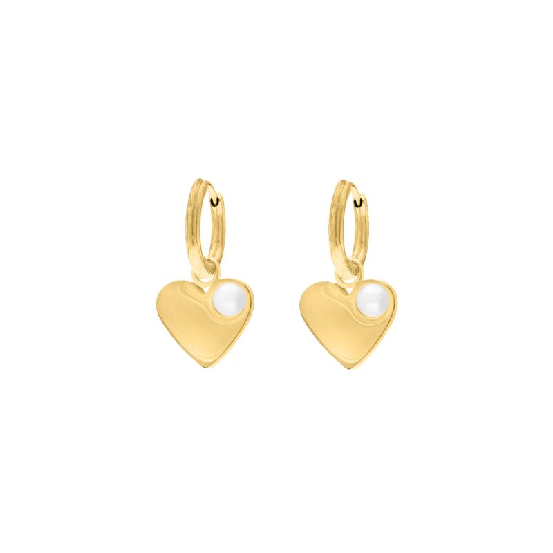 Heart &amp; pearl earrings goldplated