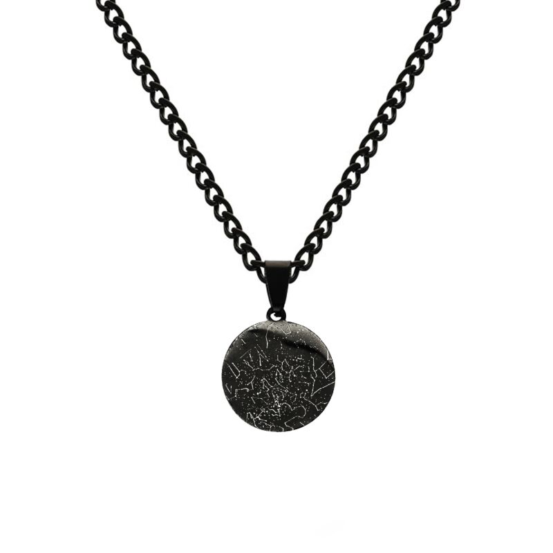 Graveerbare heren ketting sterrenhemel zwart