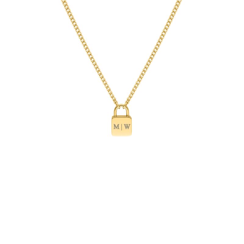 Lock ketting met jouw gravering goudkleurig